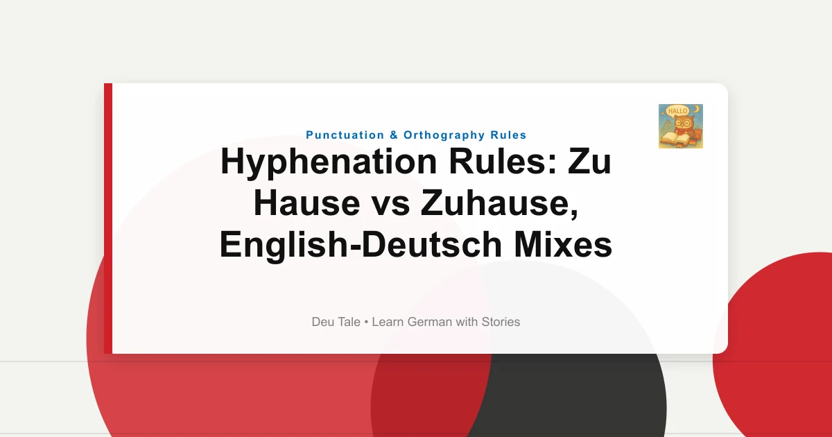 Featured image for Hyphenation Rules: Zu Hause vs Zuhause, English-Deutsch Mixes