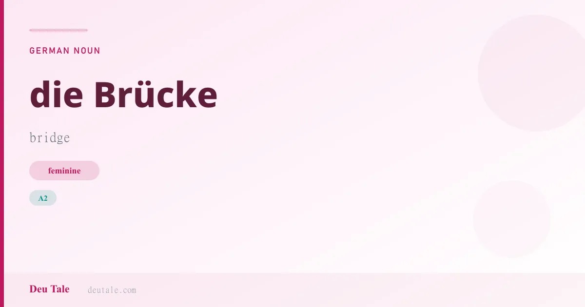 die Brücke — German feminine noun meaning bridge (A2)