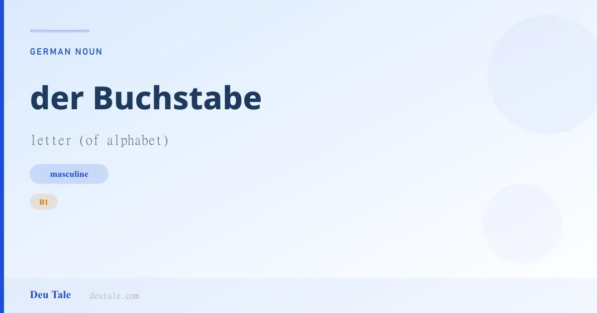 der Buchstabe — German masculine noun meaning letter (of alphabet) (B1)