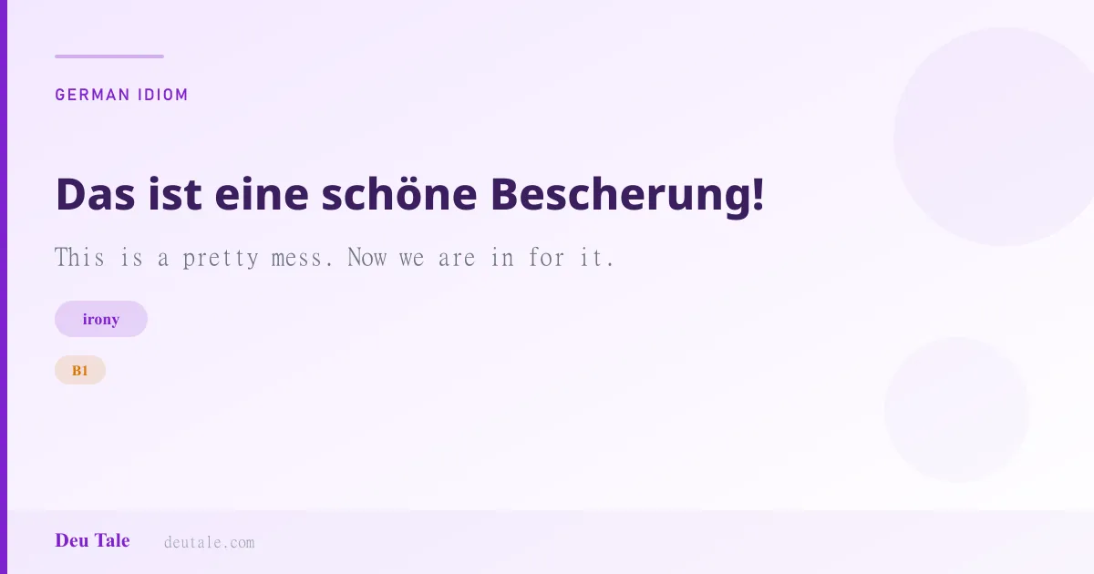 Das ist eine schöne Bescherung! — German idiom meaning: This is a pretty mess. Now we are in for it. (B1)