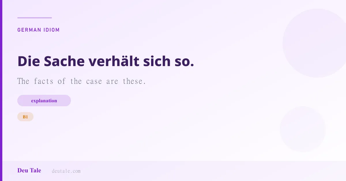 Die Sache verhält sich so. — German idiom meaning: The facts of the case are these. (B1)