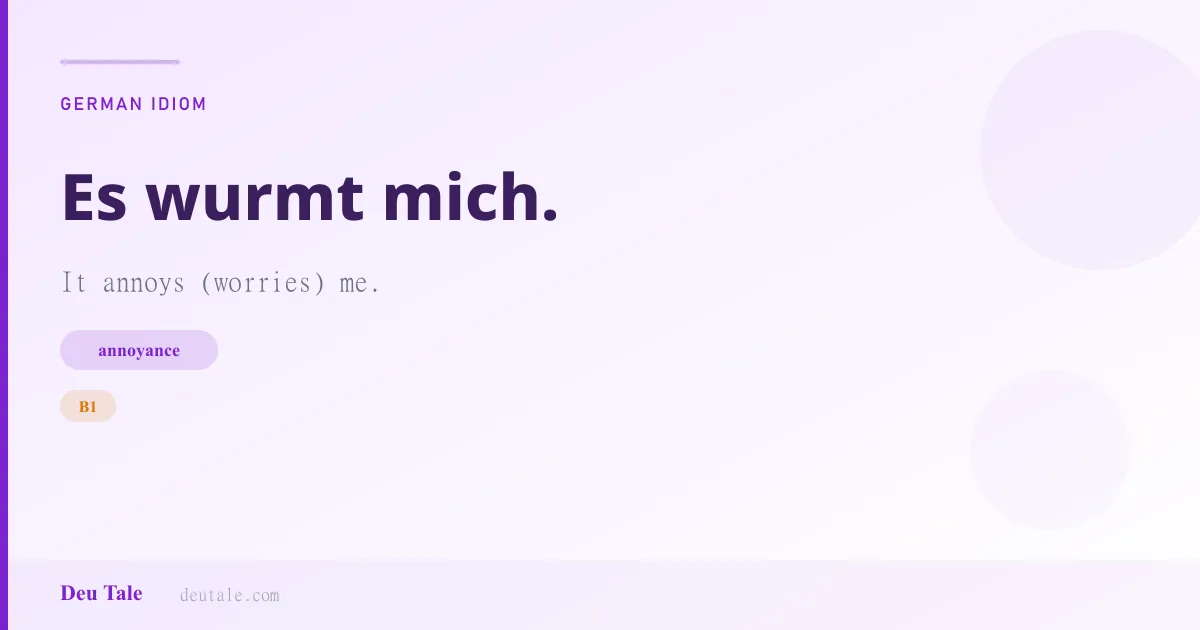 Es wurmt mich. — German idiom meaning: It annoys (worries) me. (B1)