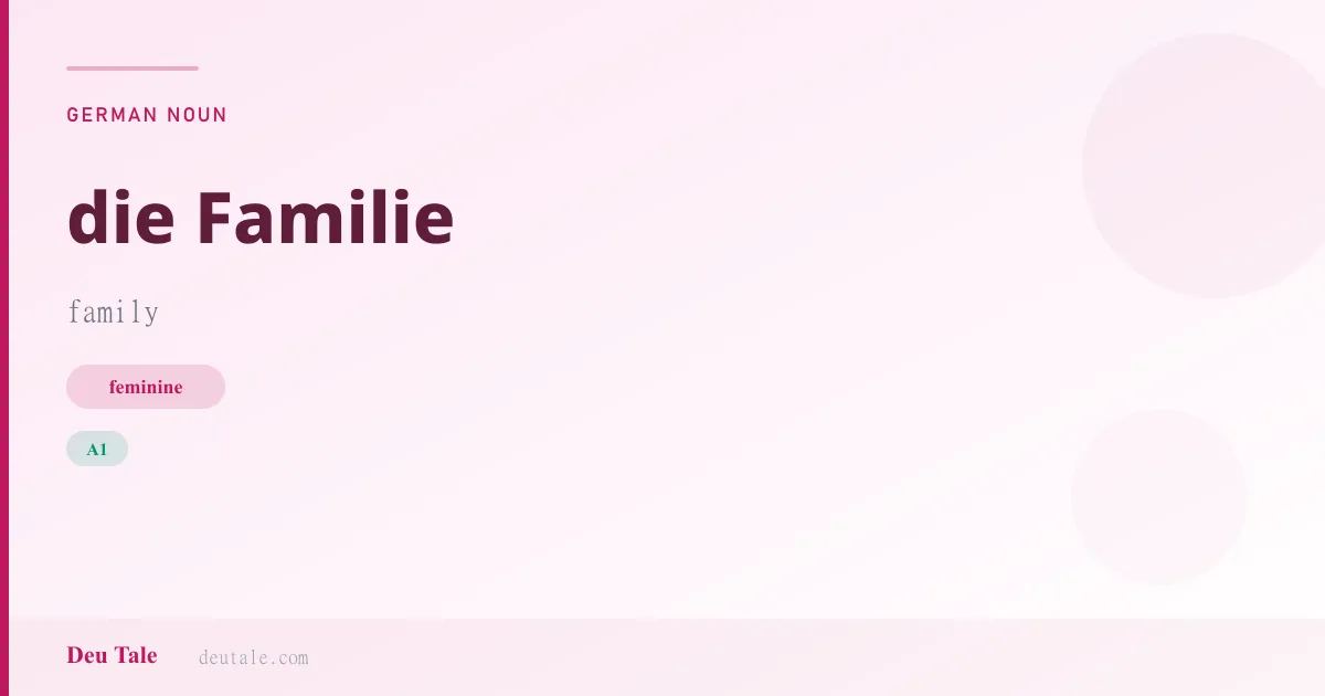 die Familie — German feminine noun meaning family (A1)