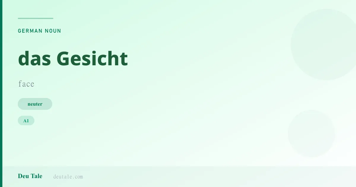 das Gesicht — German neuter noun meaning face (A1)
