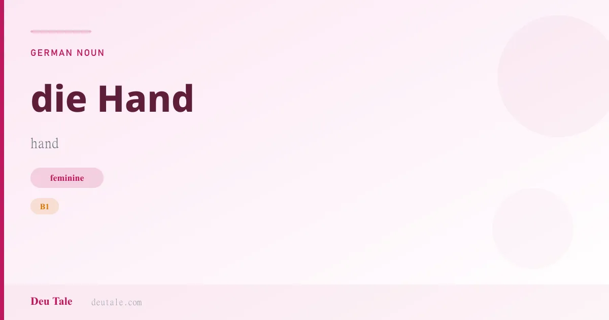 die Hand — German feminine noun meaning hand (B1)