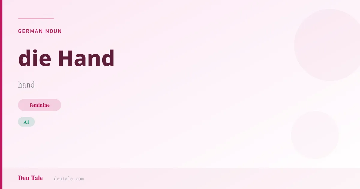 die Hand — German feminine noun meaning hand (A1)