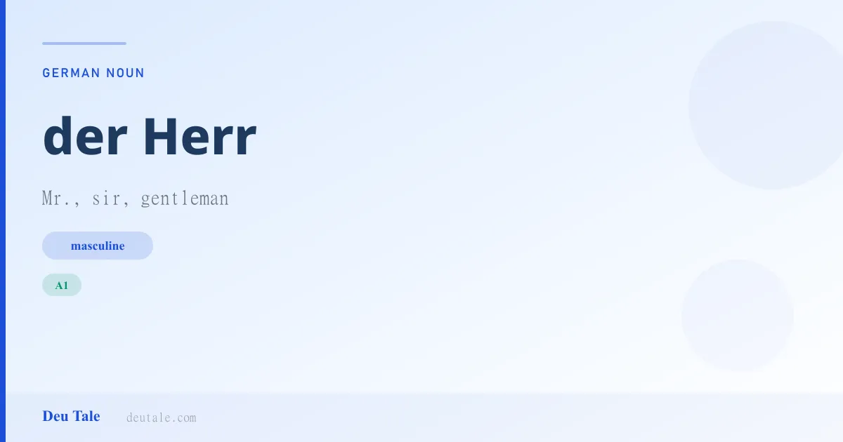 der Herr — German masculine noun meaning Mr., sir, gentleman (A1)