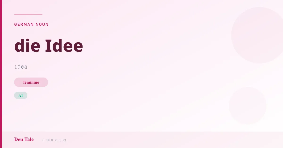 die Idee — German feminine noun meaning idea (A1)