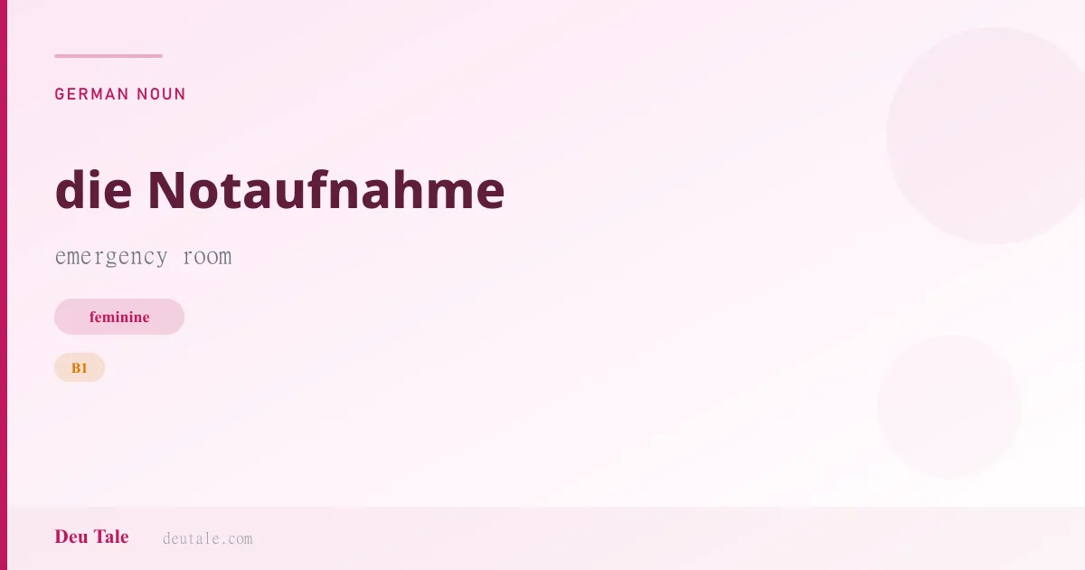 die Notaufnahme — German feminine noun meaning emergency room (B1)