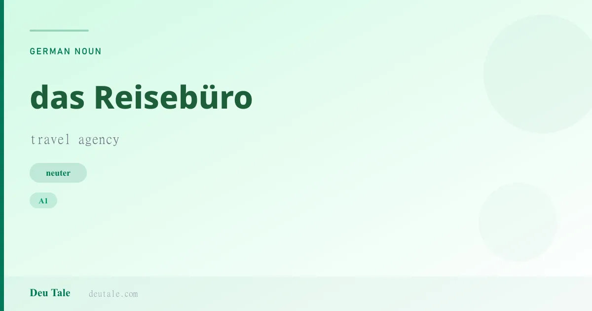 das Reisebüro — German neuter noun meaning travel agency (A1)