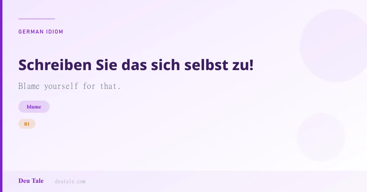 Schreiben Sie das sich selbst zu! — German idiom meaning: Blame yourself for that. (B1)