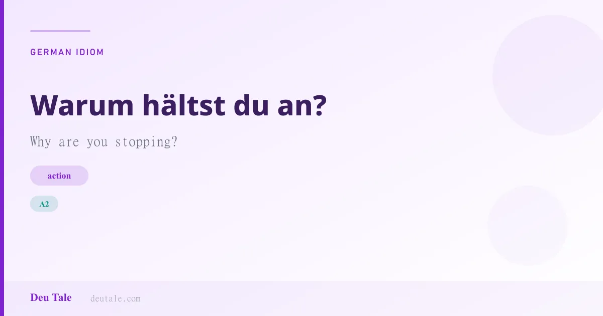 Warum hältst du an? — German idiom meaning: Why are you stopping? (A2)