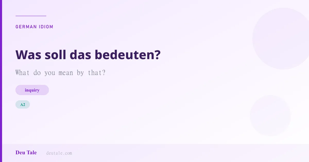 Was soll das bedeuten? — German idiom meaning: What do you mean by that? (A2)
