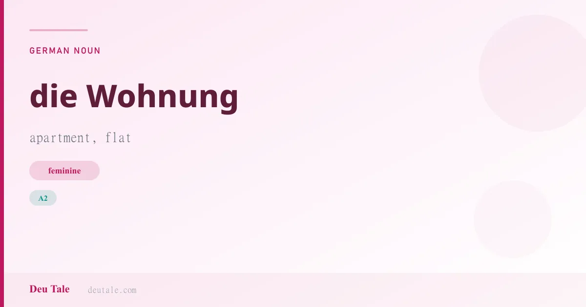 die Wohnung — German feminine noun meaning apartment, flat (A2)