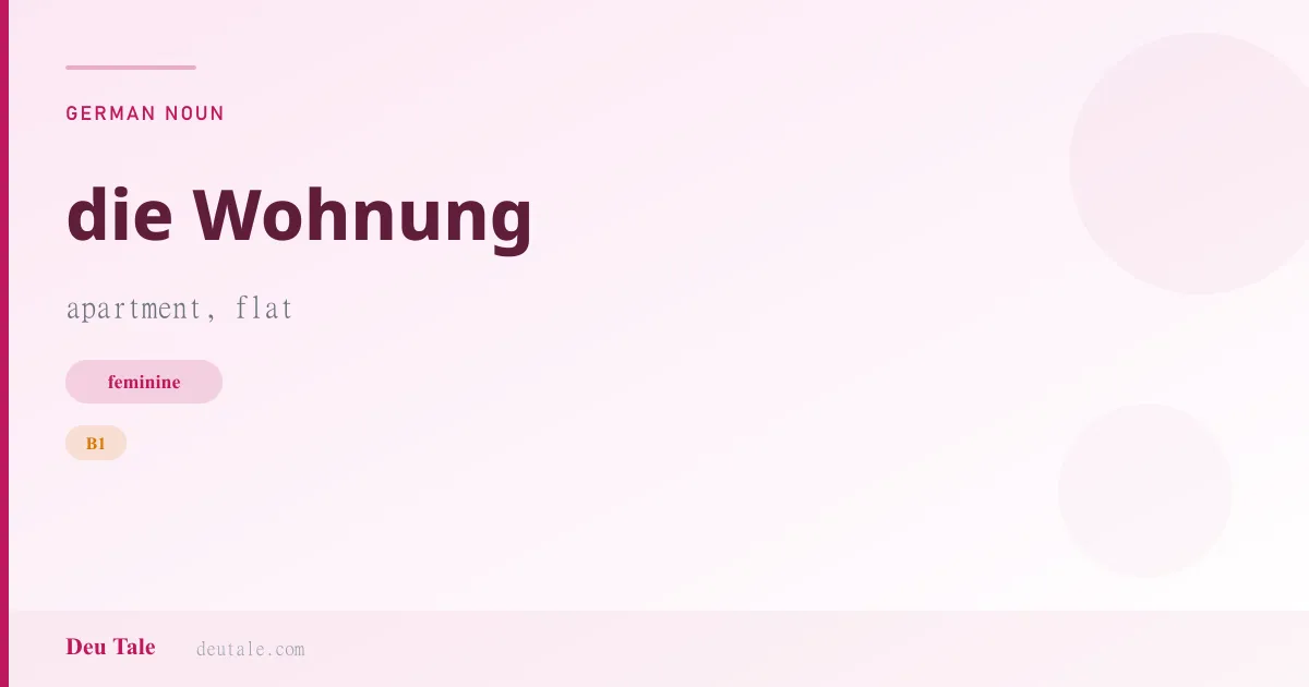 die Wohnung — German feminine noun meaning apartment, flat (B1)